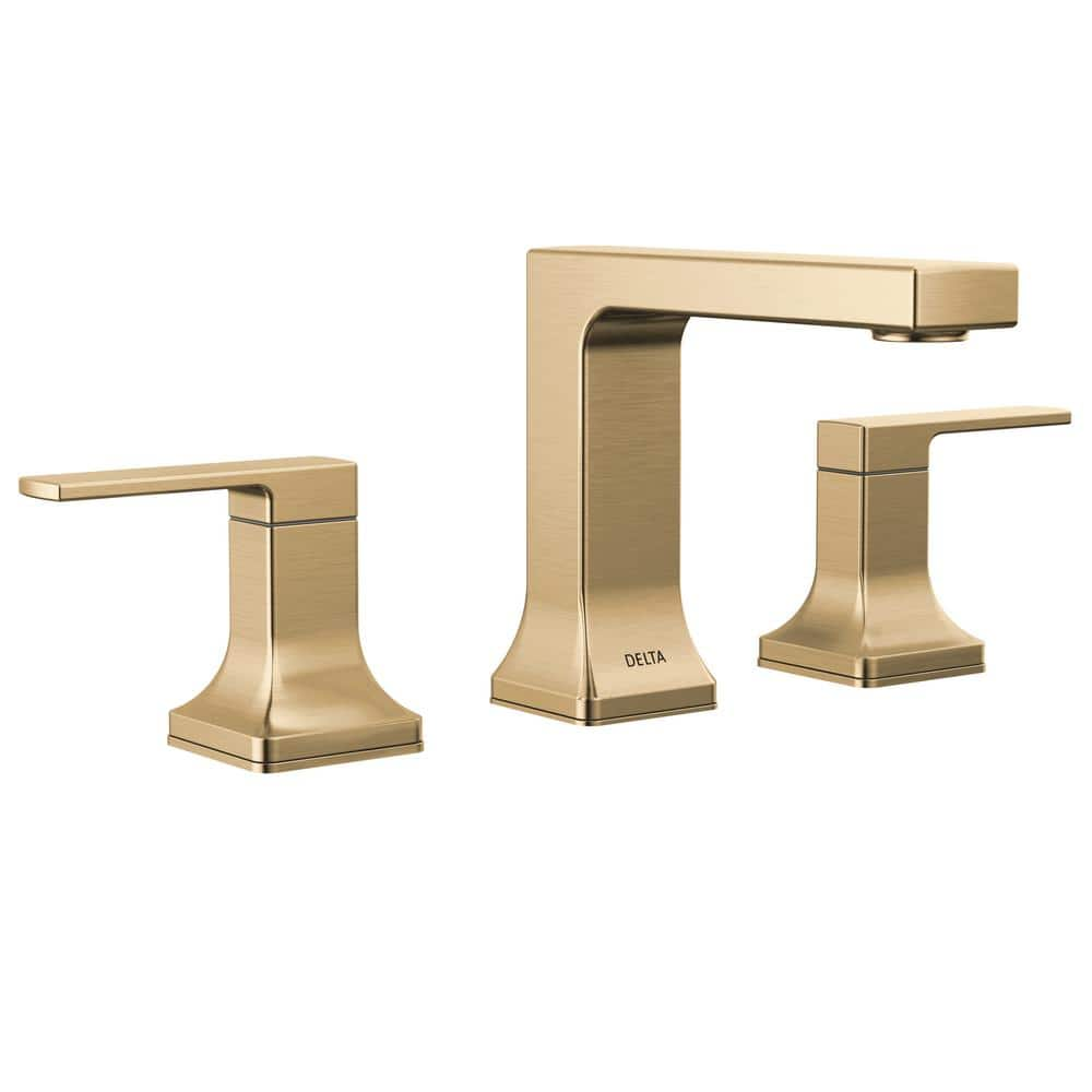 Delta Velum 8 in. Widespread Double Handle Bathroom Faucet with Drain Kit Included in Champagne Bronze