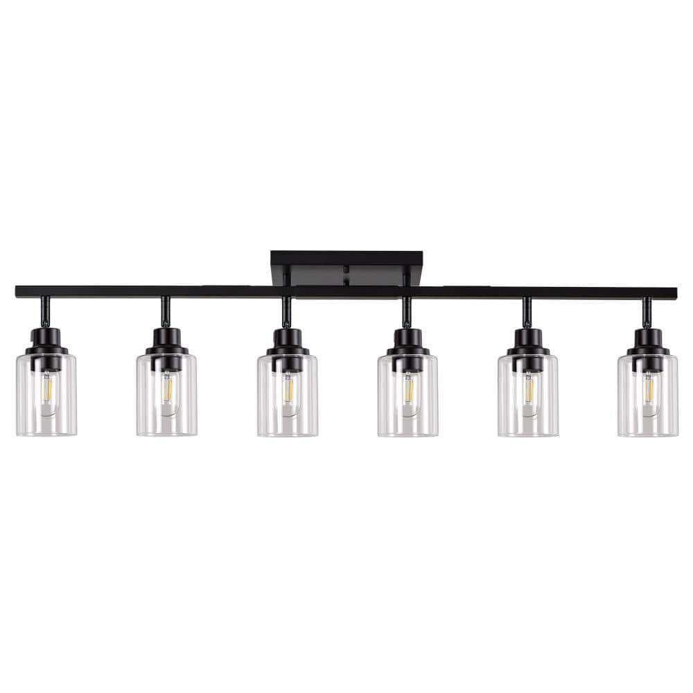 Modern 43 in. 6-Light Black Vanity Light with Clear Glass Shades and Rotatable Lamp Heads price history on PriceWatchPro