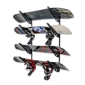 4 Board Display Adjustable Snowboard Storage Rack, Alloy Steel Wall Mount Ski Rack Bracket Shelf