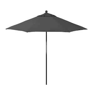 9 ft. Black Fiberglass Market Patio Umbrella with Manual Push Lift in Zinc Pacifica Premium