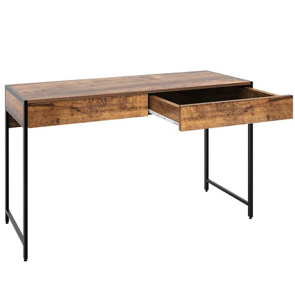 Costway 44 in. Retangular Wood 2-Drawer Laptop Desk with Waterproof Surface
