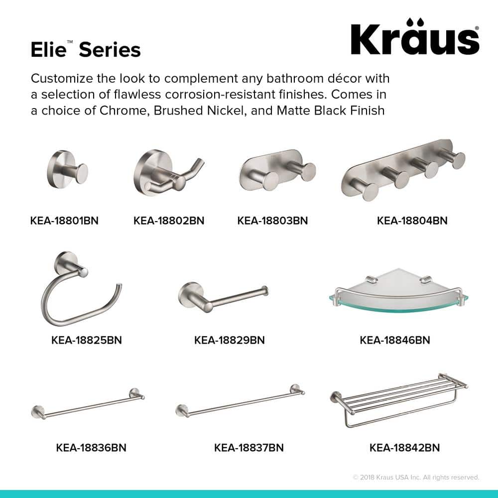 Elie Brushed Nickel Wall Mounted Robe Hook