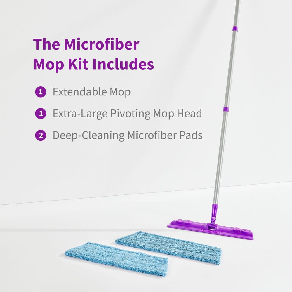 Rejuvenate Multicolor Microfiber Flat Mop Kit with Aluminum Handle