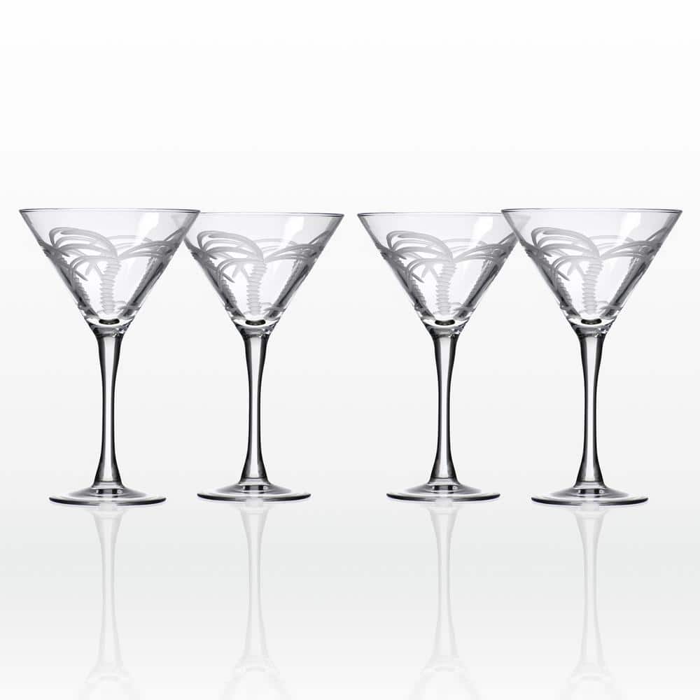 Set of 4  Crystal Martini Glass Etched with Monogram, 10 oz