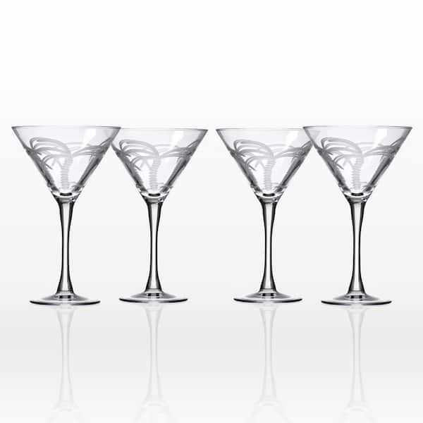 Rolf Glass Palm Tree 10 oz Martini Glass (Set of 4)