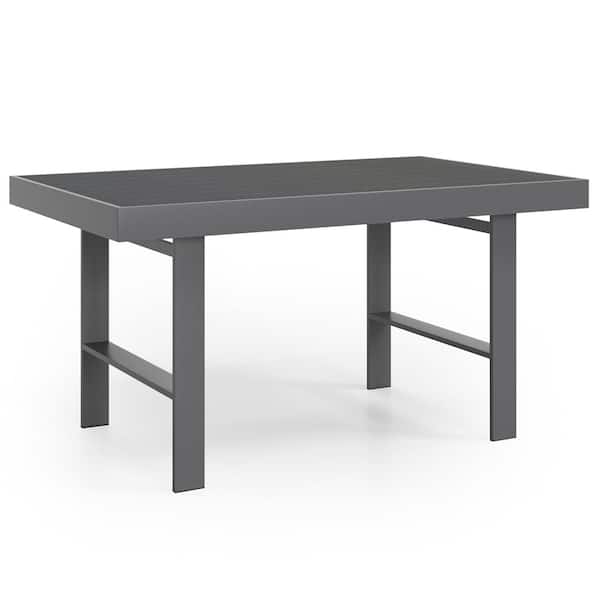 ANGELES HOME Aluminum Outdoor Dining Table Outdoor Coffee Sofa Tables Rectangle in Gray