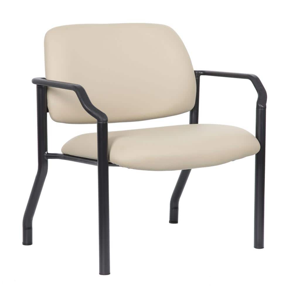 Antimicrobial Vinyl Cushioned Heavy Duty Guest Chair in Beige and Black Ste