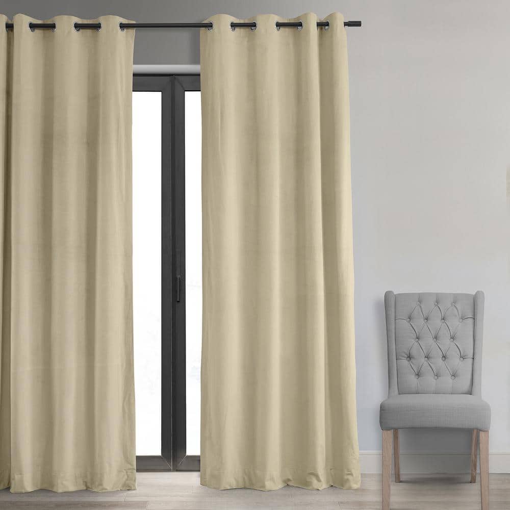 Luxurious Gray Velvet Blackout Indoor Window Curtain 50" x 120"