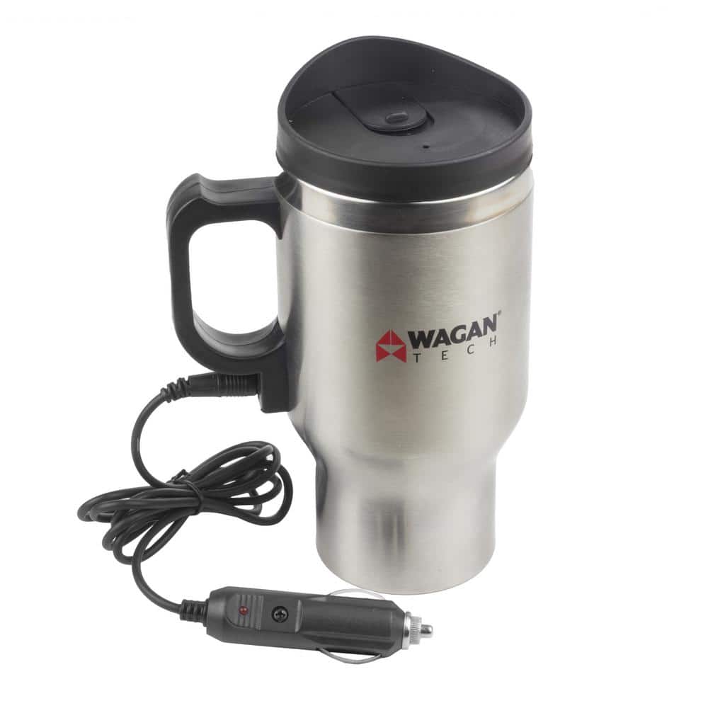 Tech Tools Heated Car Travel Mug - Keeps Your Bevrege Hot - Retro Style -  Stainless Steel 12 Volts (Black)