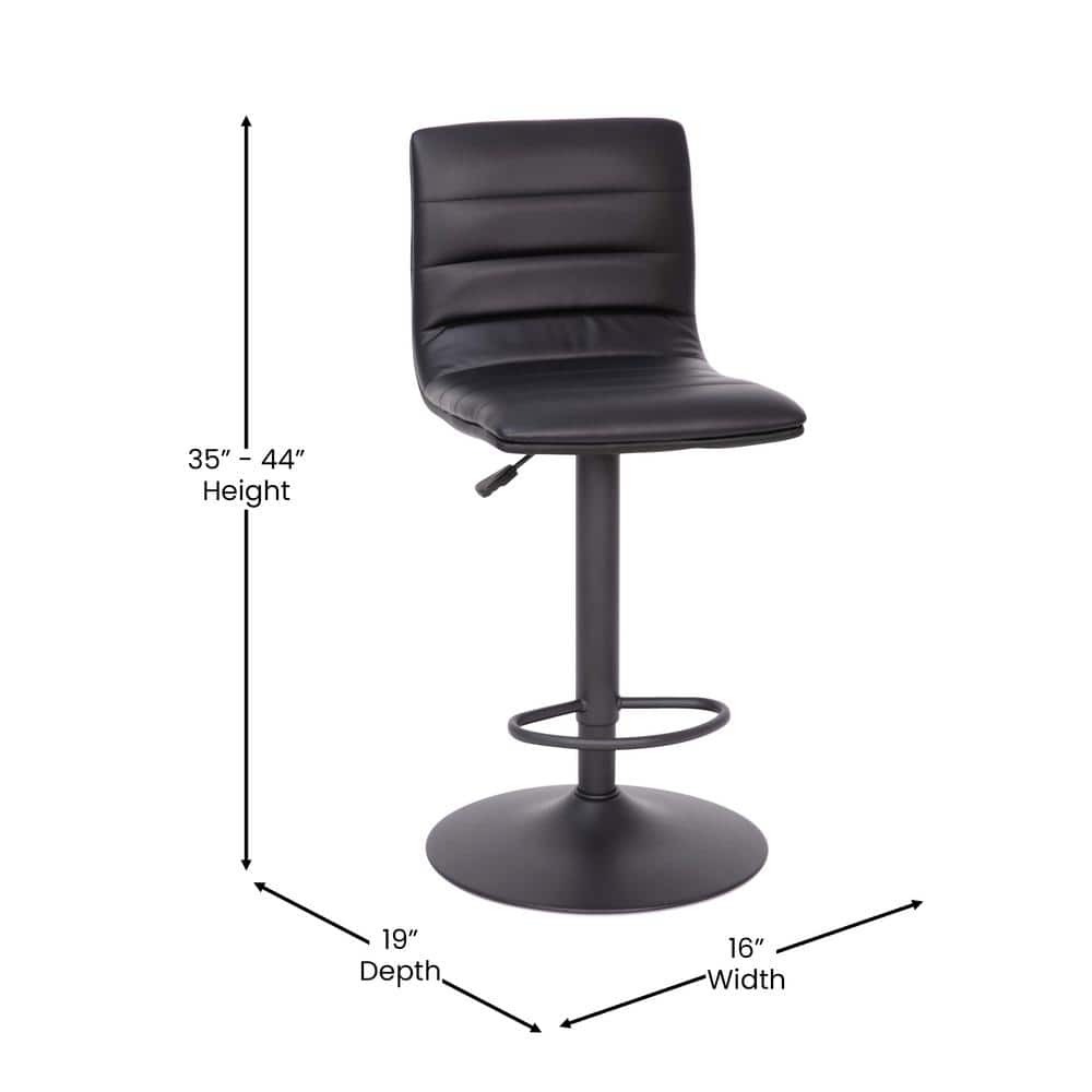 Black Adjustable Swivel Bar Stool with Metal Frame