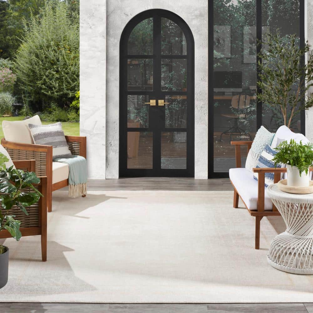 Ivory Gold 9' x 12' Rectangular Washable Outdoor Rug