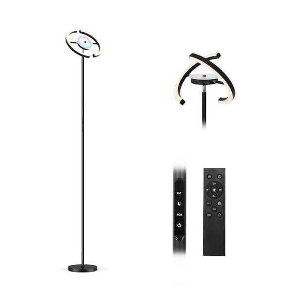 TOZING 73 in. Black RGB Modern Standard Floor Lamp with Lightpole