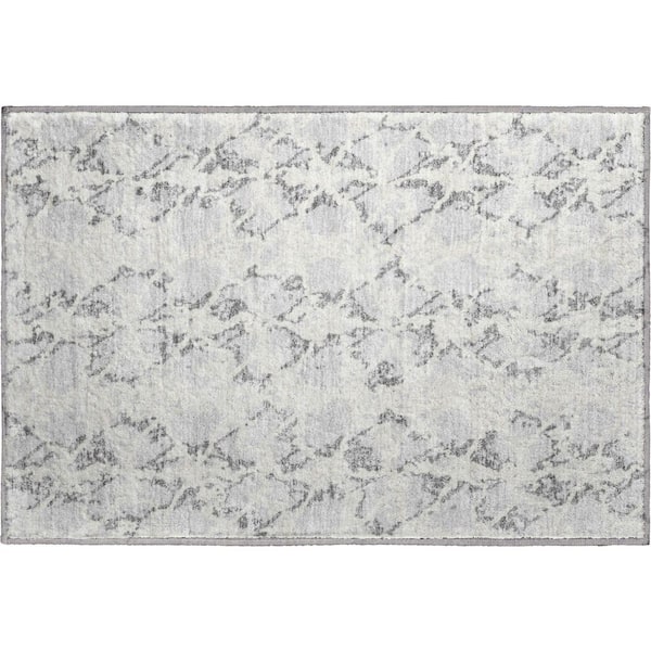 Mayfield Premium Machine Washable Abstract AMF969 Silver 1 ft. 8 in. x 2 ft. 6 in. Area Rug