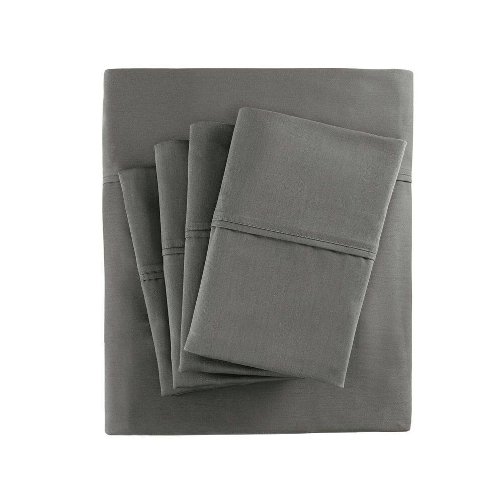 California King Charcoal Cotton Blend Sateen Sheet Set