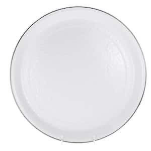 Solid White 20 in. Enamelware Serving Tray