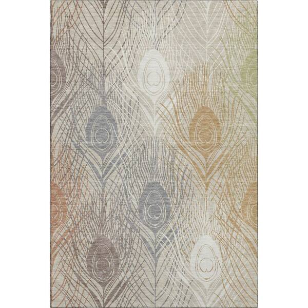 Mayfield Premium Machine Washable Abstract AMF2273 Beige 5 ft. x 7 ft. 6 in. Area Rug