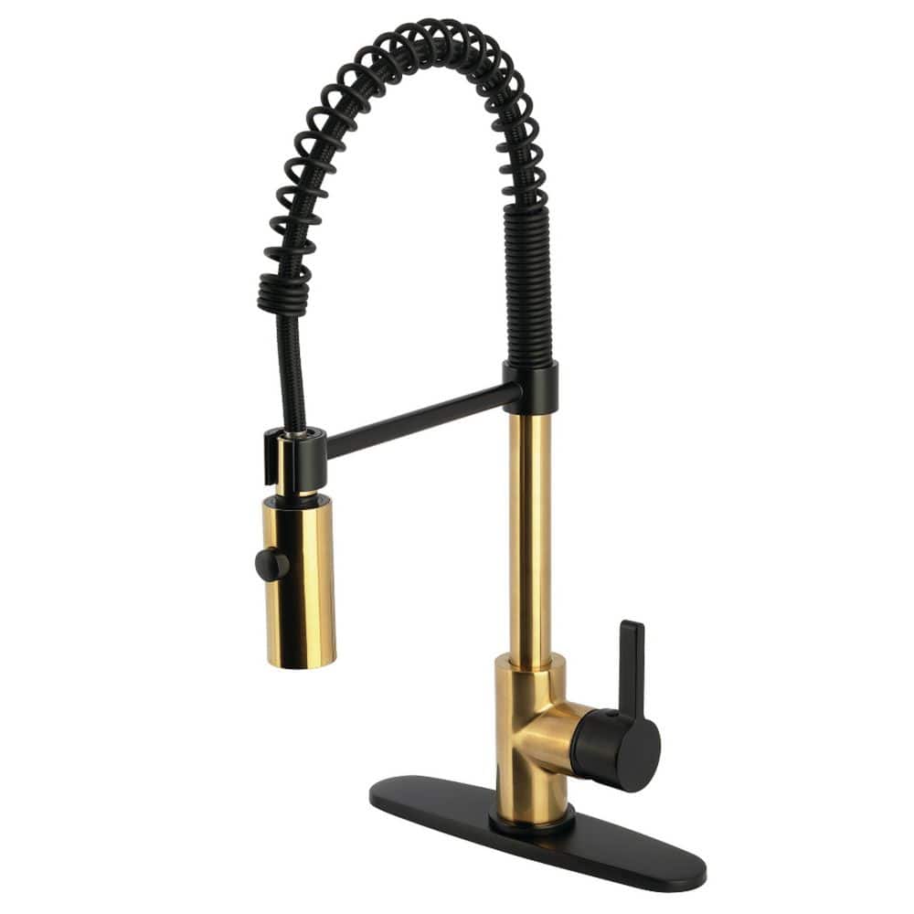 Continental 1-Handle Deck Mount Pre-Rinse Kitchen Faucet in Brushed Brass/Matte Black price history on PriceWatchPro