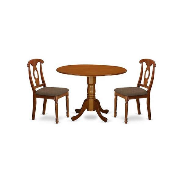 East West Furniture 5-Piece Saddle Brown Finish Solid Wood Top - Dining Room Set - Seats 4