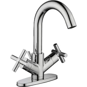 Dorset Cross Single-Hole Double Handle Bathroom Faucet in Polished Chrome