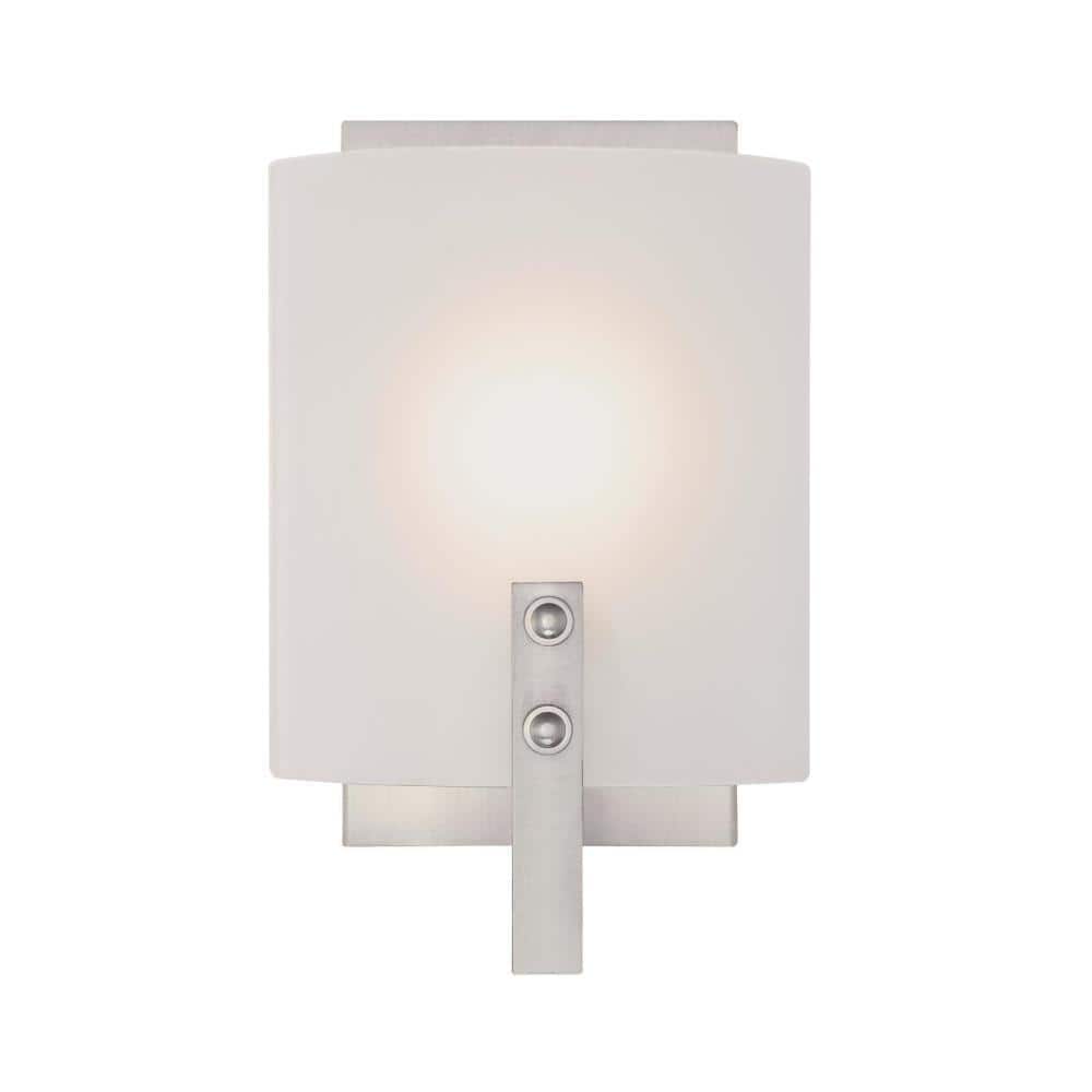 Enzo James Contemporary Brushed Nickel Wall Sconce with Frosted Glass