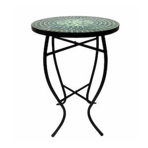 Lori 14 in. Green 21 in. Round Tile End Table