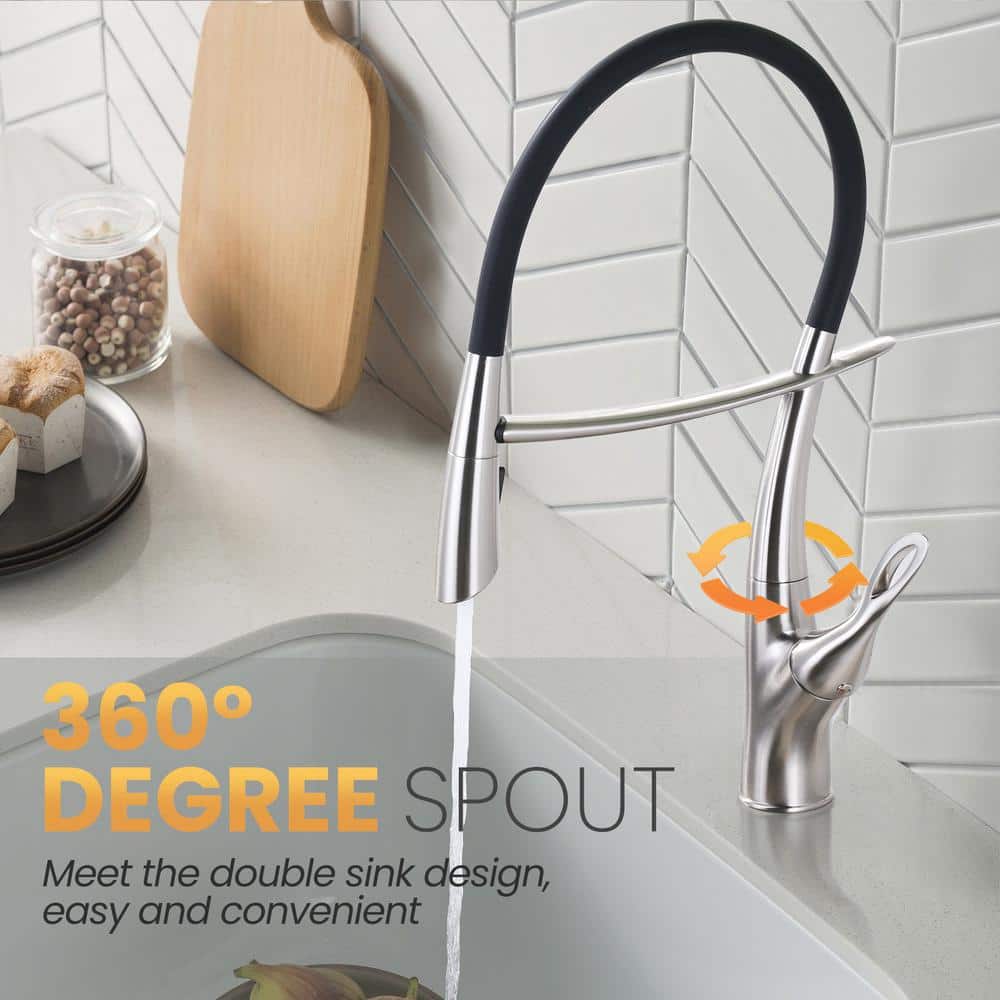 Brushed Nickel Single-Handle Pull-Out Kitchen Faucet with Spray