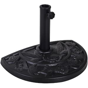 20 lbs. Half Round Patio Umbrella Base Outdoor Decorative Resin Parasol Stand Holder for 1.5 in., 1.9 in. Pole in Black