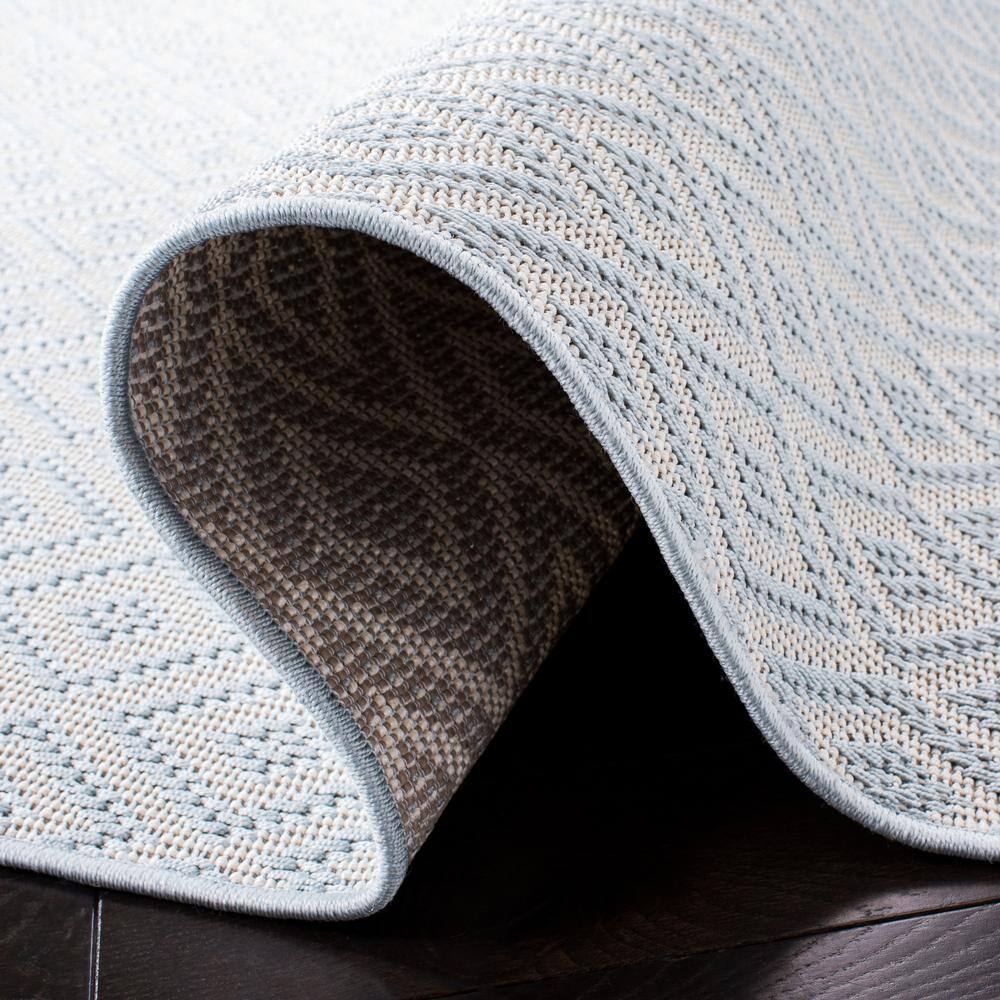 Light Blue Synthetic Flat Woven Rectangular Indoor/Outdoor Rug