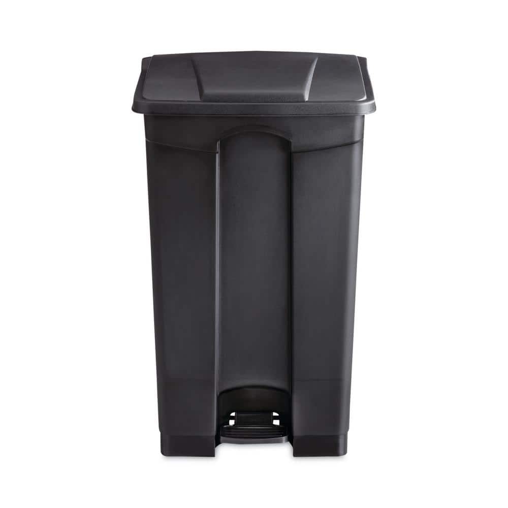 Large Black Plastic Step-On Trash Can, 23 Gallon