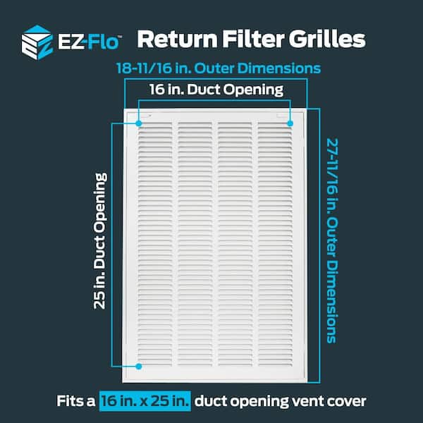 16 in. x 25 in. Steel Return Filter Grille, White
