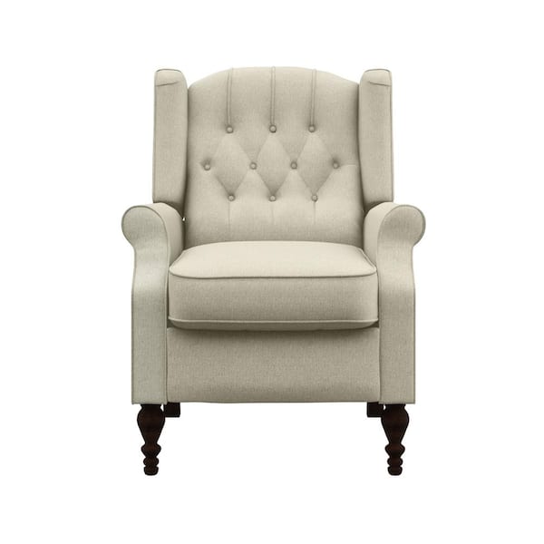 StyleWell Waybrook Biscuit Tan Upholstered Tufted Wingback Pushback Recliner