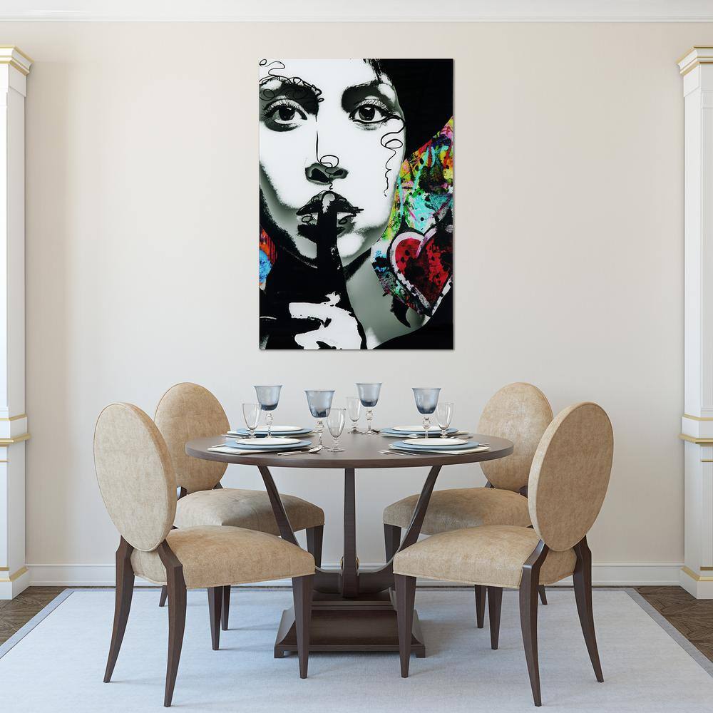 Secrets Abstract Multicolor Tempered Glass Wall Art, 48" x 32"