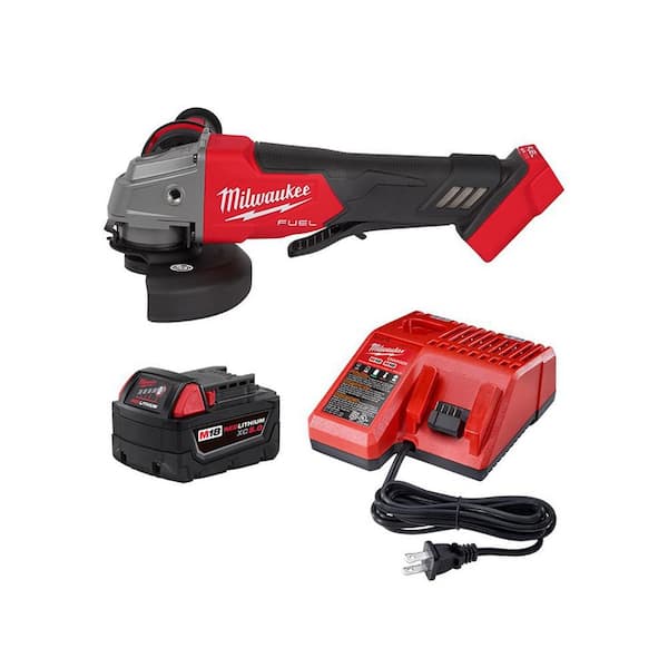 Milwaukee M18 FUEL 18V Lithium-Ion Brushless Cordless 4-1/2 in./5 in. Grinder and Starter Kit w/(1) 5.0 Ah Battery and Charger