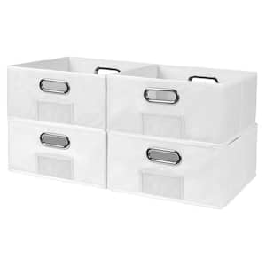 6 in. H x 12 in. W x 12 in. D White Fabric Cube Storage Bin 4-Pack