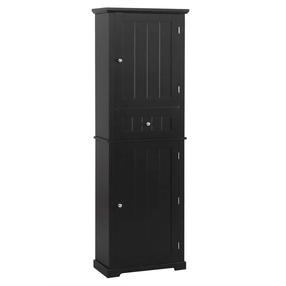 22 in. W x 11 in. D x 67.3 in. H Black MDF Tall Bathroom Storage Linen Cabinet with Drawers and Adjustable Shelf price history on PriceWatchPro