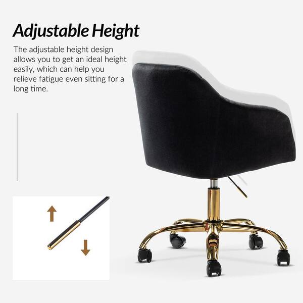 JAYDEN CREATION Sinda Modern Black Velvet Swivel and Adjustable