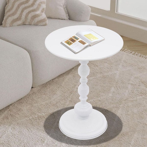 15.7 in. Indoor White Round Metal Iron Coffee Table