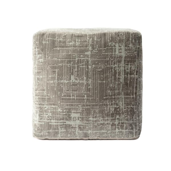 HomeRoots Amelia Gray Cotton Square Cube Ottoman