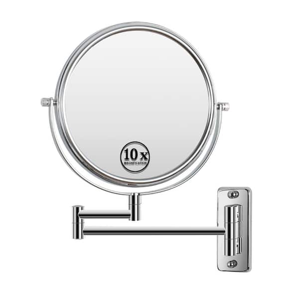 Unbranded 8 in. W x 8 in. H Small Round Magnifying Wall Mounted Bathroom Makeup Mirror in Chrome
