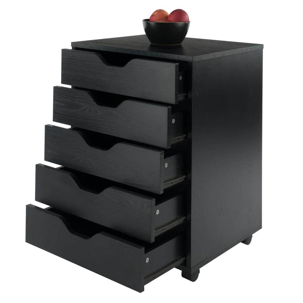Mobile 5-Drawer Vertical Lockable Cabinet in Sleek White