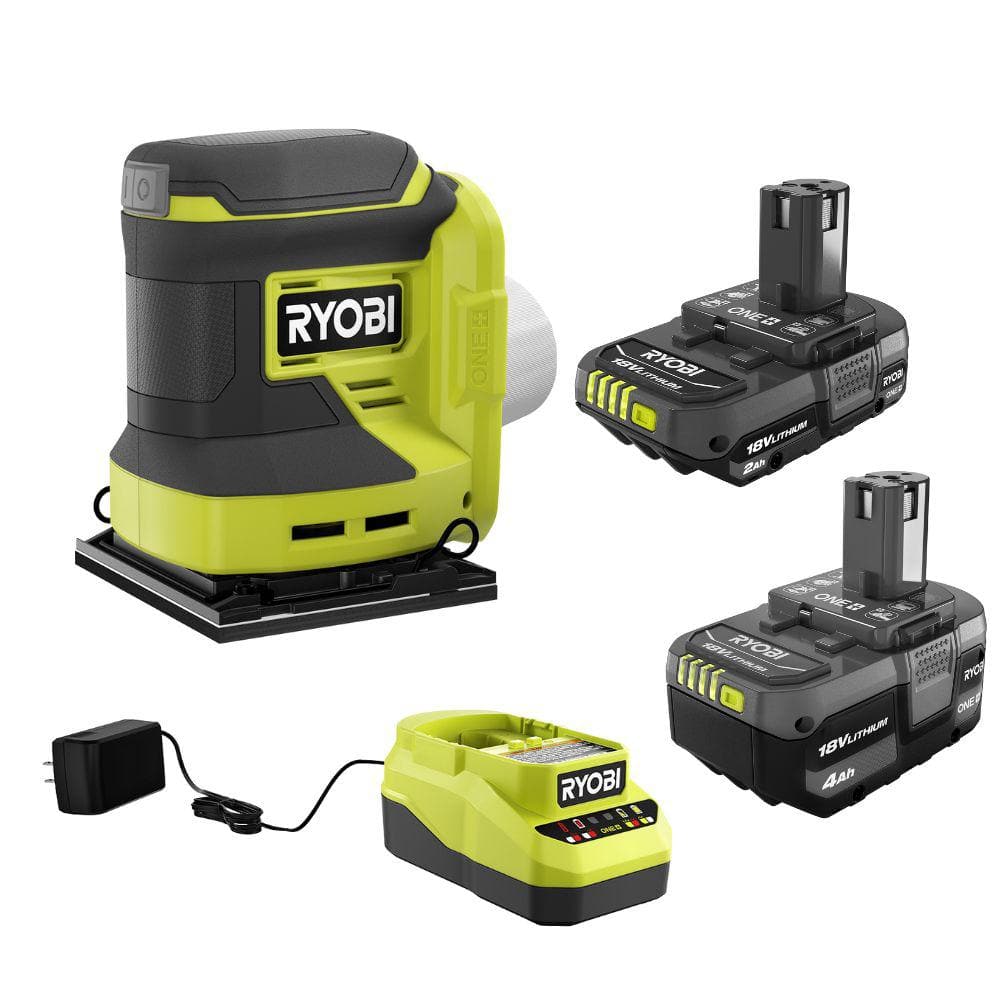 RYOBI ONE+ 18V Lithium-Ion 4.0 Ah Battery, 2.0 Ah Battery, and Charger ...