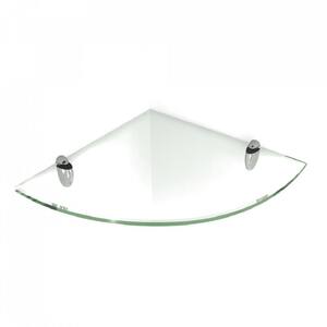 Acehoom 14 in. W x 10 in. D x 1.6 in. H Wall Mount Bathroom Corner Triangle Glass Shelf in Matte Black