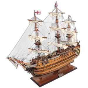 Wood Hand Painted Ship Sculpture