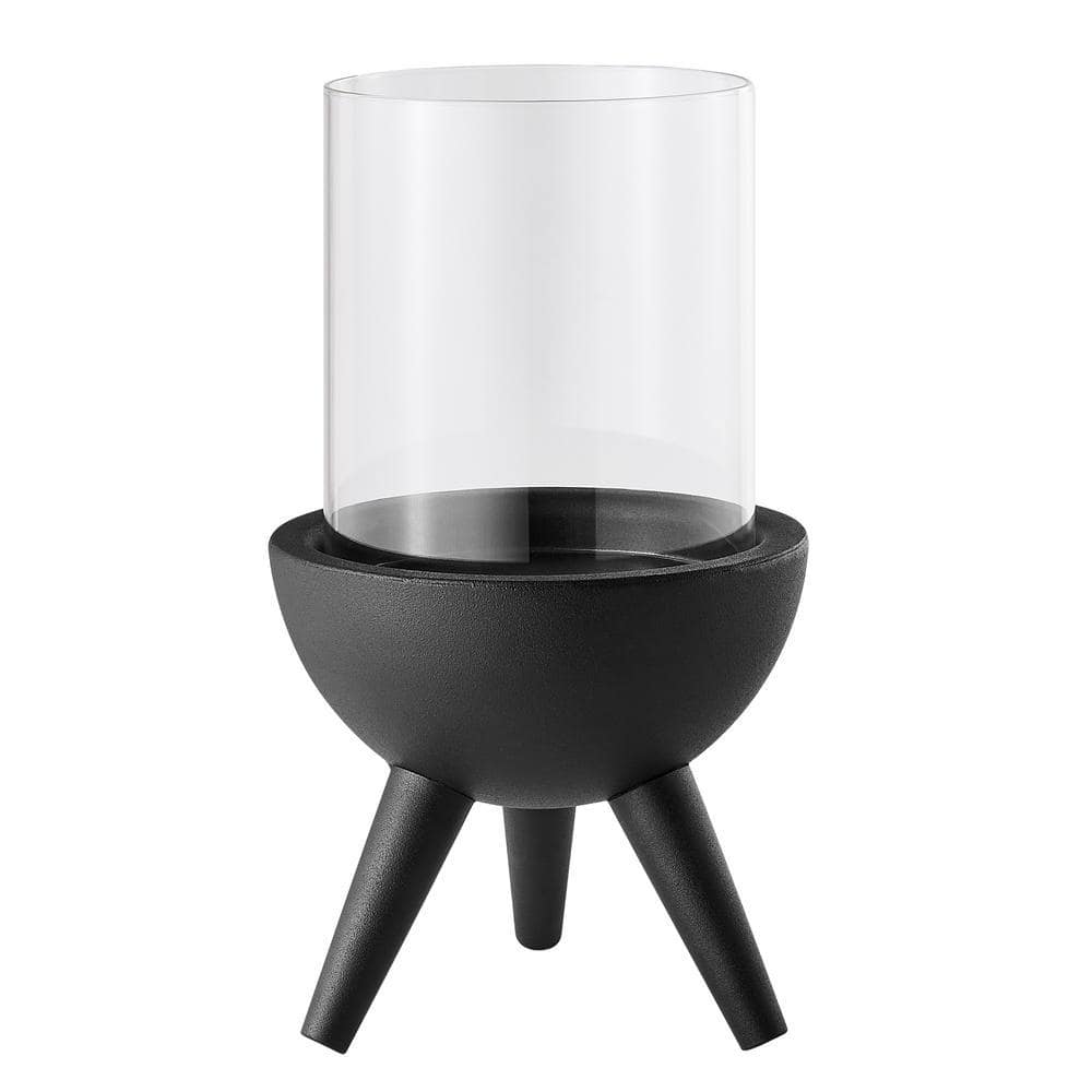 DANYA B Molta Modern Black, Clear Metal Bold Pedestal and Glass