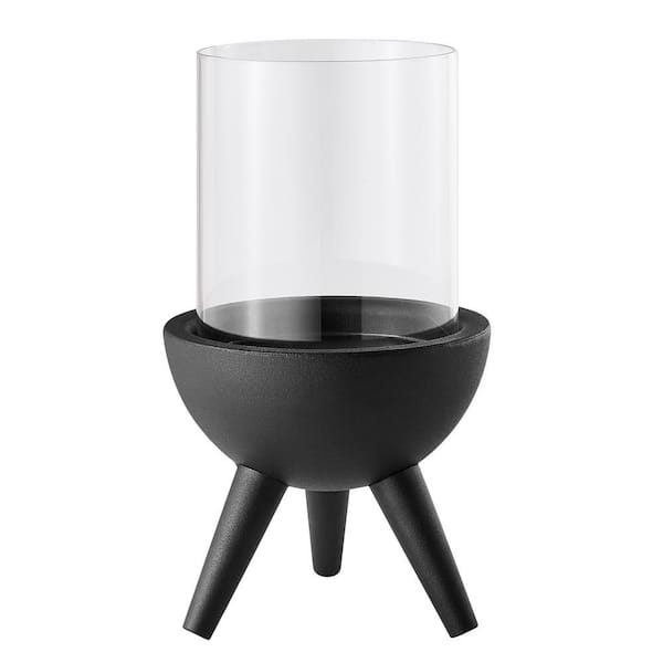 DANYA B Molta Modern Black, Clear Metal Bold Pedestal and Glass