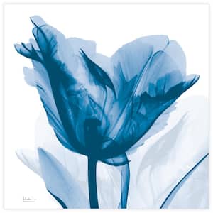 "Lusty Blue Tulip" Unframed Free Floating Tempered Glass Panel Graphic Wall Art Print 24 in. x 24 in.
