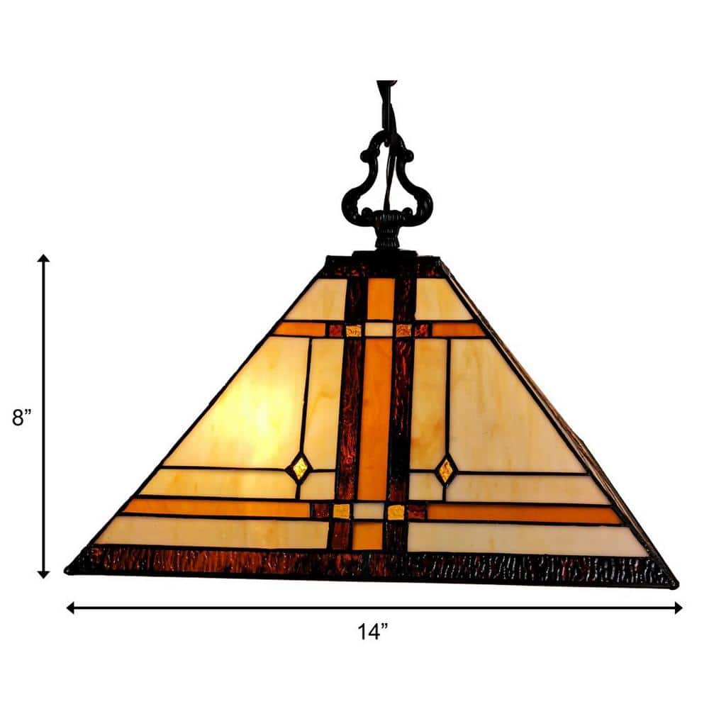 Tiffany Style 18" Brown Stained Glass Pendant Lamp