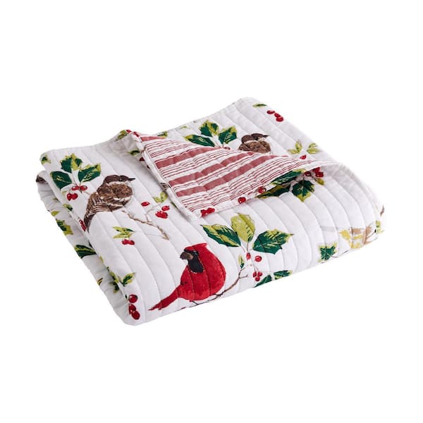 LEVTEX HOME Thatch Home Joybirds Multi-Color Reverse Stripe Cotton Throw Blanket