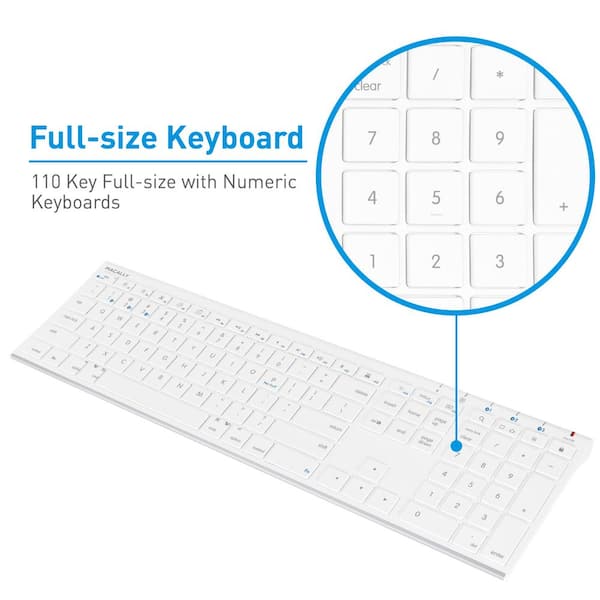 Wireless Keyboard, Dual Mode(Bluetooth, 2.4GHz), Backlit, Phone Holder -  Rechargeable Multi-Device Keyboard with Light Up Silent Keys - Slim Full  Size for MacBook, PC, Laptop, Chromebook 