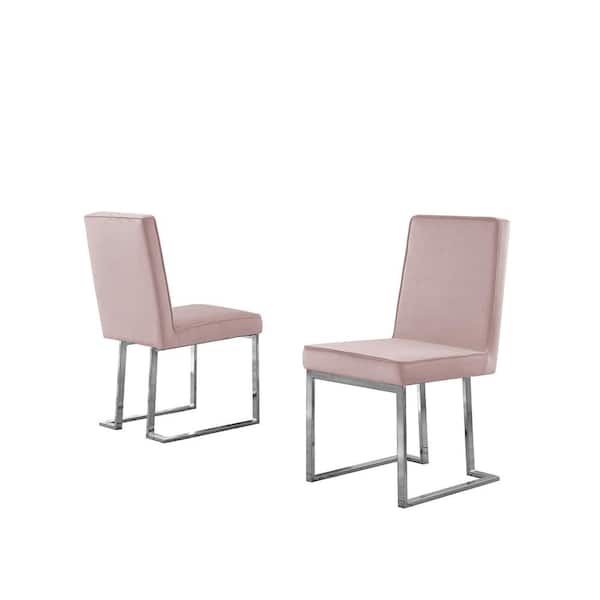 Best Quality Furniture Areva Pink Velvet Dining Chair (Set of 2)